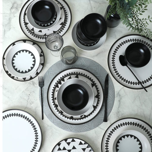 Black Pattern Nordic Yemek Takımı 24 Parça 6 Kişilik Bonvagon