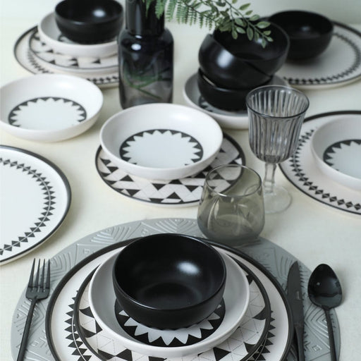 Black Pattern Nordic Yemek Takımı 24 Parça 6 Kişilik Bonvagon