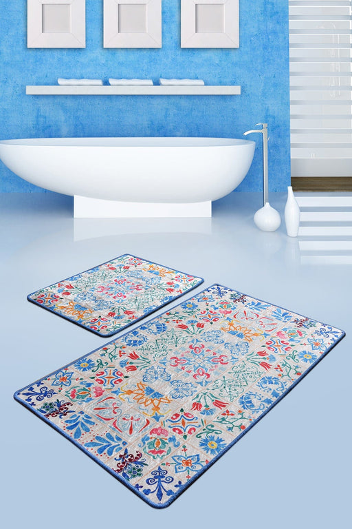 Ceramica Dijital Baskılı 2li Set Banyo Halısı, Kaymaz Taban, Yıkanabilir Bonvagon