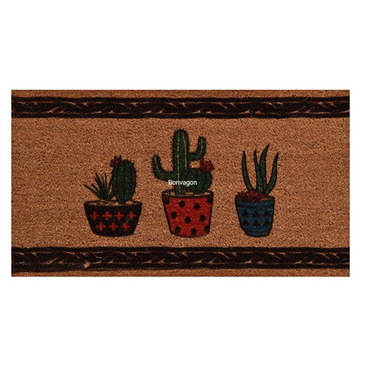 Colorful Cactus Doğal Koko Hindistan Cevizi Kapı Önü Paspas 60x40cm Bonvagon