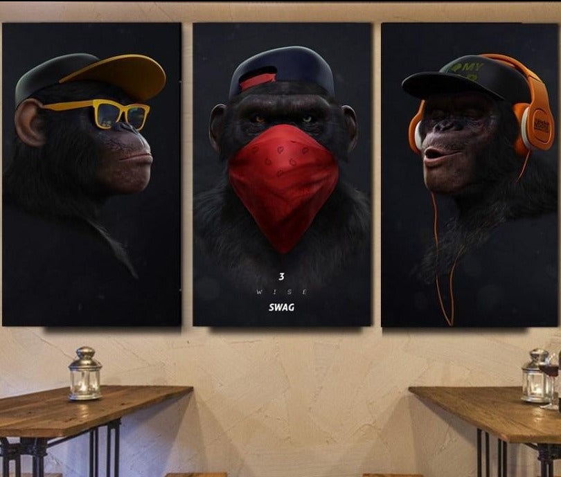 Cool Apes 3lü Ahşap Tablo Seti Bonvagon