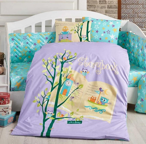 Dream Clock Lila Poplin Bebek Nevresim Takımı Bonvagon