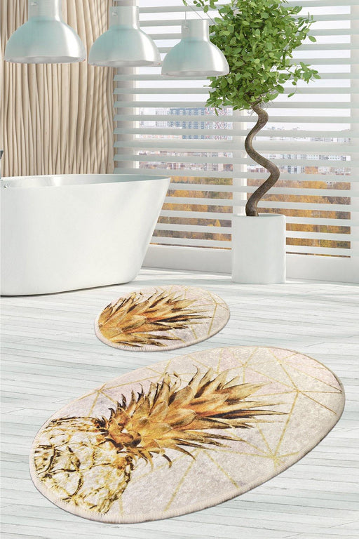 Gold Pine Dijital Baskılı 2li Set Banyo Halısı, Kaymaz Taban, Yıkanabilir Bonvagon