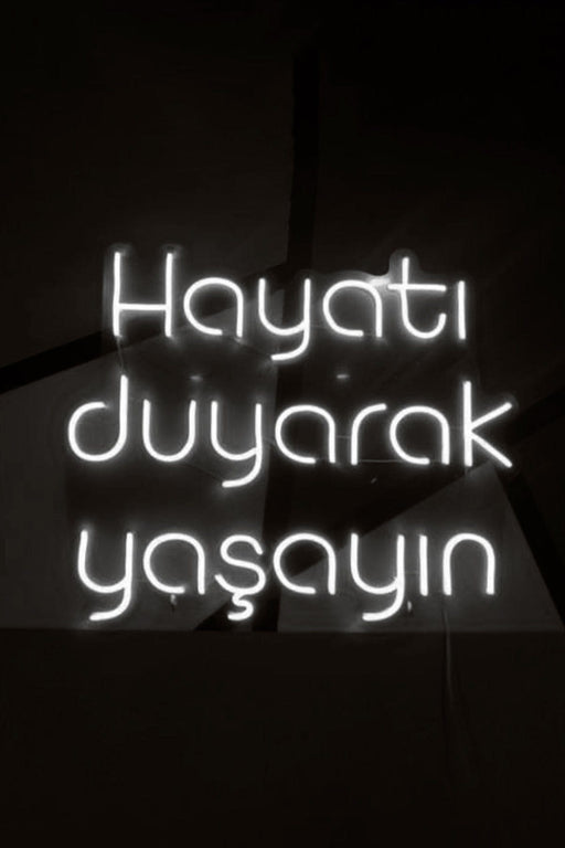 Hayatı Duyarak Yaşayın Yazılı Neon Led Işıklı Tablo Duvar Dekorasyon Bonvagon