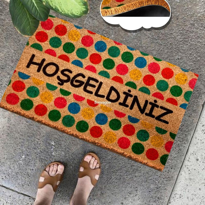 Hoşgeldiniz Speckles Doğal Koko Hindistan Cevizi Kapı Önü Paspas 60x40cm Bonvagon