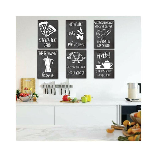 Kitchen Signs 6 Parça Çerçeve Görünümlü Ahşap Tablo Seti Bonvagon