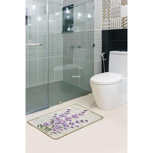 Lavender 40x60cm Dijital Baskılı Banyo Halısı, Kaymaz Taban, Yıkanabilir Bonvagon