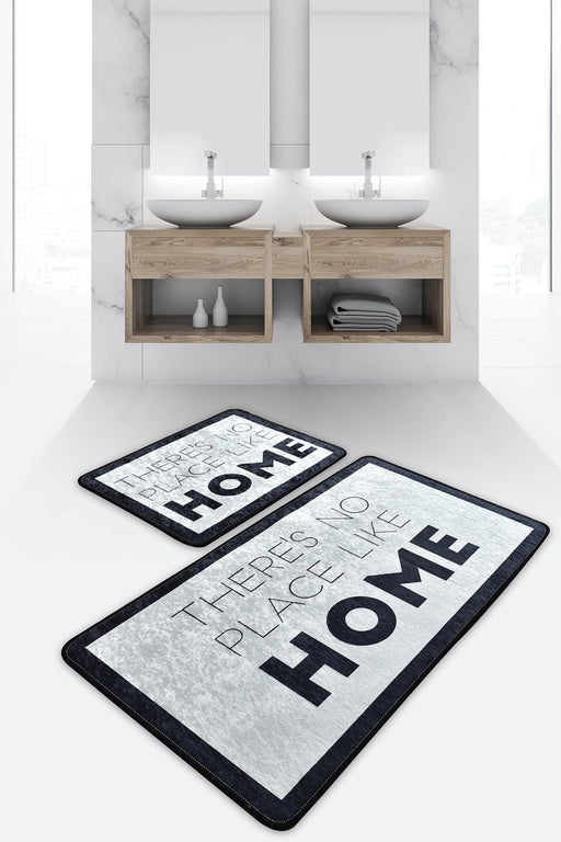 Like Home Dijital Baskılı 2li Set Banyo Halısı, Kaymaz Taban, Yıkanabilir Bonvagon