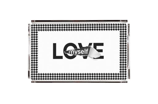 Love Pleksi Dikdörtgen Çay Tepsisi 40x24cm Şeffaf Kenar Bonvagon