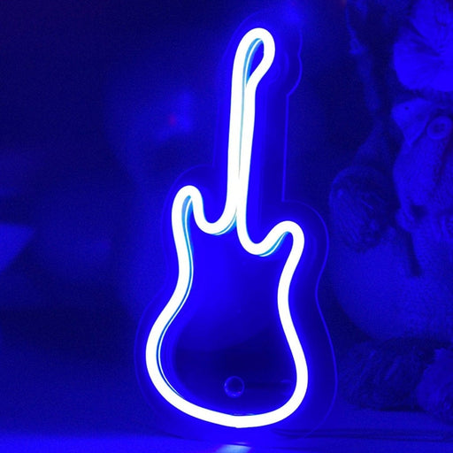 Masaüstü Küçük Gitar Neon Led Işıklı Tablo Bonvagon