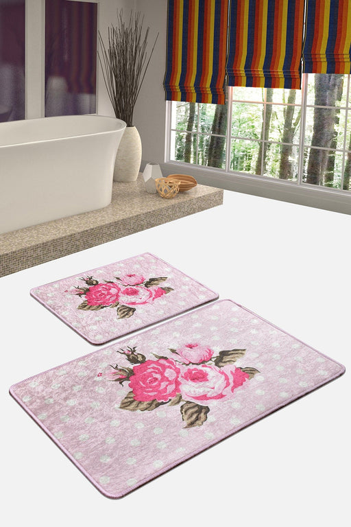 Monet Pembe 2li Set Dijital Baskılı Banyo Halısı, Kaymaz Taban, Yıkanabilir Bonvagon