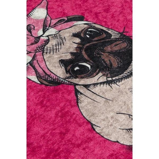 Pink Pug Dijital Baskılı 40x60cm Banyo Halısı, Kaymaz Taban, Yıkanabilir Bonvagon