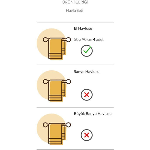 Plump 50x90 4lü Havlu Seti Mercan Sarı Kahve Bej Bonvagon