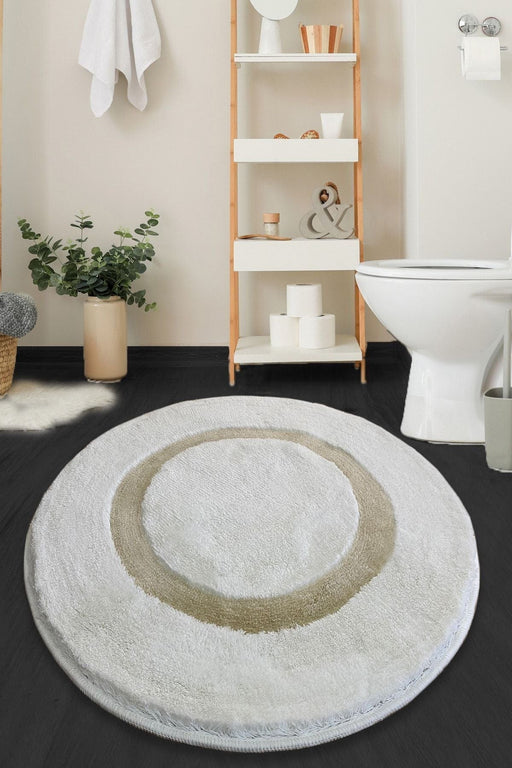 Quadrants Taş Çap90cm Akrilik Banyo Paspas ve Halısı, Kaymaz Taban, Yıkanabilir Bonvagon