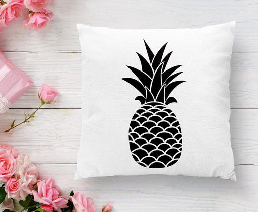 Siyah Beyaz Ananas Baskılı Dekoratif Yastık Kırlent Kılıfı 43x43cm Bonvagon