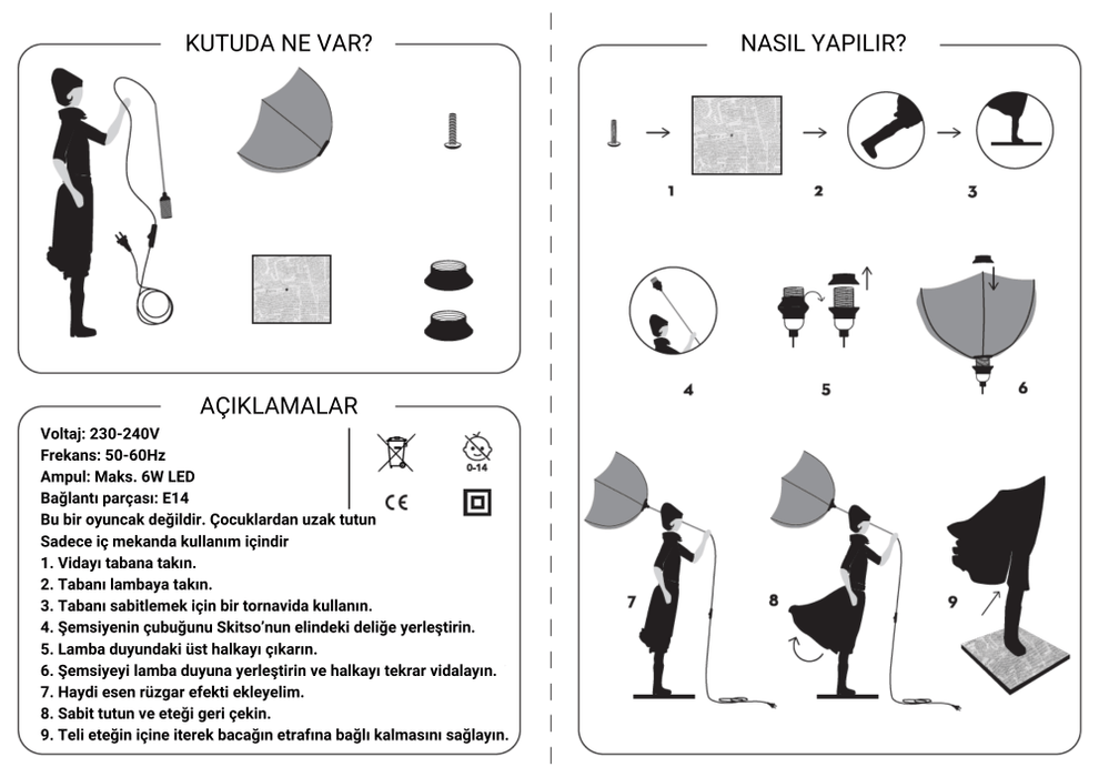 Skitso Altana 85cm Abajur Aydınlatma Masa Lambası Bonvagon