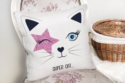 Super Cat Motifli Modern Dijital Baskılı Yastık Kılıfı 43x43cm Bonvagon