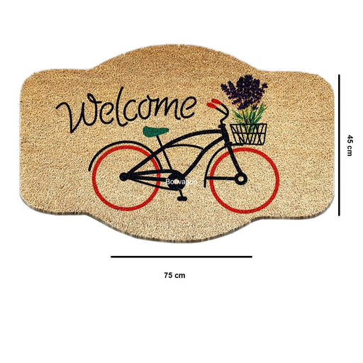 Welcome Bicycle 45x75cm Doğal Koko Hindistan Cevizi Kapı Önü Paspas Nonloso Bonvagon