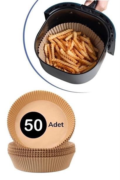 50 Adet Air Fryer Pişirme Kağıdı Tek Kullanımlık Hava Fritöz Yağ Geçirmez Yapışmaz Tabak Model