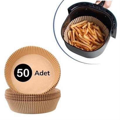 50 Adet Air Fryer Pişirme Kağıdı Tek Kullanımlık Hava Fritöz Yağ Geçirmez Yapışmaz Tabak Model Bonvagon