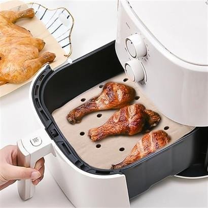 50 Adet Air Fryer Pişirme Kağıdı Tek Kullanımlık Hava Fritöz Yapışmaz Yağlı Kağıt Delikli Model Bonvagon