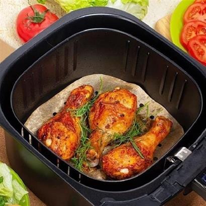 50 Adet Air Fryer Pişirme Kağıdı Tek Kullanımlık Hava Fritöz Yapışmaz Yağlı Kağıt Delikli Model Bonvagon