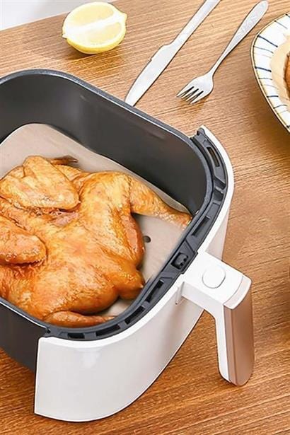 50 Adet Air Fryer Pişirme Kağıdı Tek Kullanımlık Hava Fritöz Yapışmaz Yağlı Kağıt Delikli Model Bonvagon